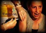 young girl getting a Gardasil HPV Vaccine sceaming in horror